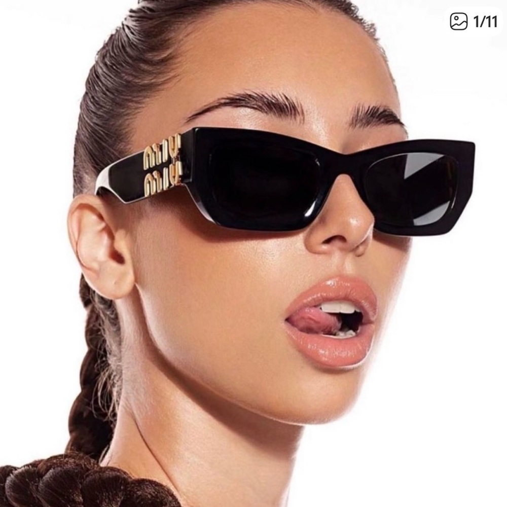 Stylish Black Sunglasses with Gold Accents